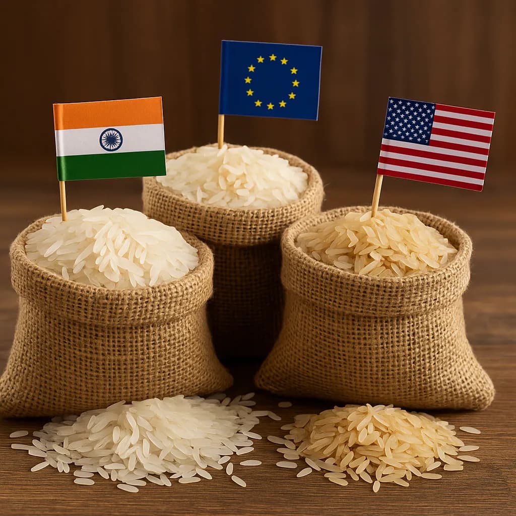 Sacks of premium Indian rice